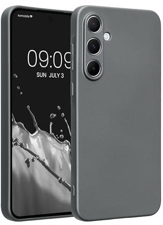 kwmobile Handyhülle für Samsung Galaxy A55 5G Hülle - weiche Silikon Case metallisch schimmernd - Schutzhülle Cover - Metallic Grau