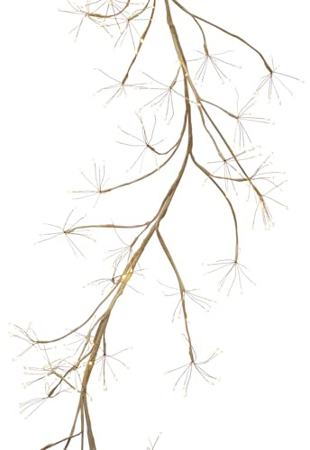 Festive Productions 120cm Lit Microdot Branch Garland – Warm White LED Indoor Outdoor Christmas Garland – Elegant Light-Up Festive Decoration with 160 LEDs