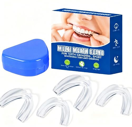 Knirscherschiene für Nacht, Zahnschiene Knirschen, 4 Stk Aufbissschienen, Beißschiene für Die Nacht, Zahnschutz, Aufbissschiene für Nacht, 2 Größen Formbare Mundschutz