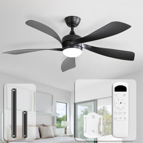 Sofucor 132 cm Ventilateur Plafond avec Lumiere et Telecommande | Silencieux, Lumiere LED, 6 Vitesses, 3 Réglages de Couleur, DC Réversibles, Minuterie, pour Chambre Salon