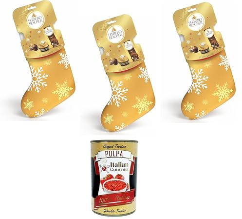 Italian Gourmet Calza Befana Geschenkstrumpf cioccolatini 3 x 255g | Assortimento di praline; süße Überraschung für Nikolaus, Advent, Kinder und, Gesamtnettogewicht 765 g + Kostenlos Polpa 400g