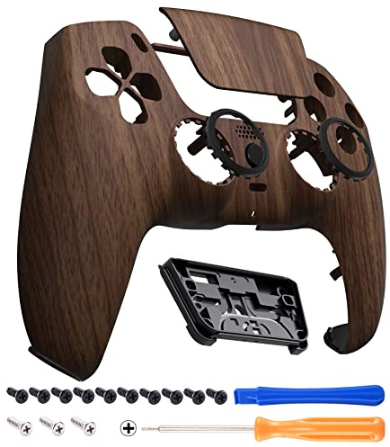 eXtremeRate Luna Coque Manette pour ps5 BDM-010/020/030/040/050/060,Façade pour ps5 Controller avec Pavé Tactile-Grain de Bois