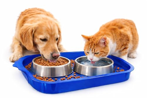 Pet Food & Water Tray – Spill-Proof Feeding Mat for Dogs & Cats | Non-Slip, Waterproof Floor Protector for Bowls | Keeps Floors Clean & Dry
