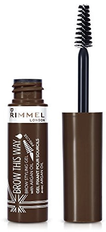 Rimmel London Brow This Way Brow Styling Gel with Argan Oil, Tames and Sets Brows, Dark Brown, 5 ml