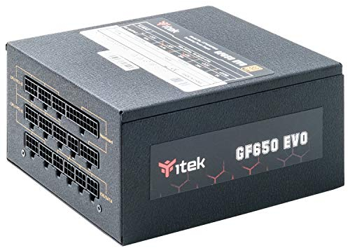 iTek für PC GF650 EVO – 650 W, HDB Hydraulic Dynamic Bearing 12 mm, aktiver PFC-Schutz, Effizienz-Zertifizierung 80 Plus Gold, semi-modulares Free Plug, Giapp Kondensatoren, ITPSEGF650