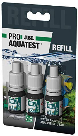 JBL Wassertest-Nachfüller, Für Süß-/Meerwasser-Aquarien und Teiche, ProAquaTest NH4 Ammonium Refill, 3 Stück