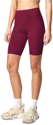Merry Style Damen Sport Leggings kurz Sportleggings Radlerhose Sporthose aus Baumwolle MS10-200 (Weinrot, L)