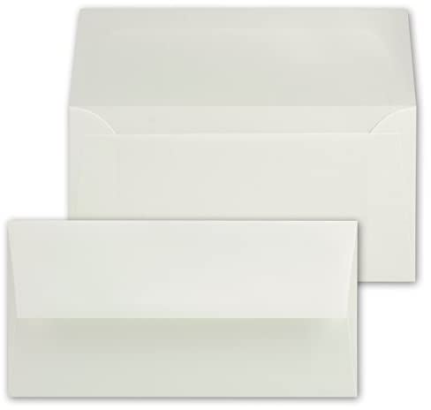 25 Stück DIN Lang Vintage Briefumschläge, Büttenpapier, 11 x 22 cm, Weiß halbmatt hochwertige Brief-Kuverts