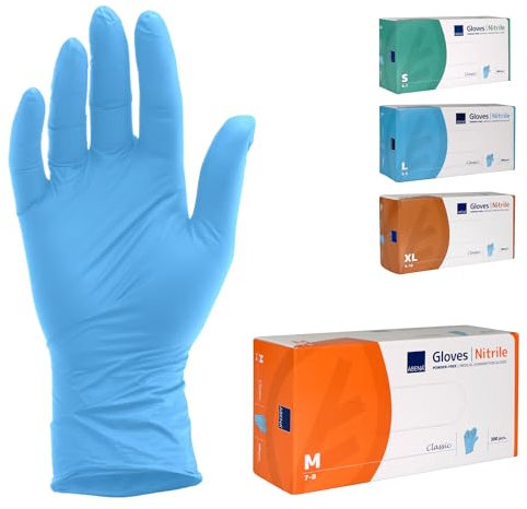 ABENA Nitrilhandschuhe M, 200 Stück – Einmalhandschuhe Blau, handschuhe einweg, puderfreie & latexfreie – Einweghandschuhe in S, M, L & XL verfügbar