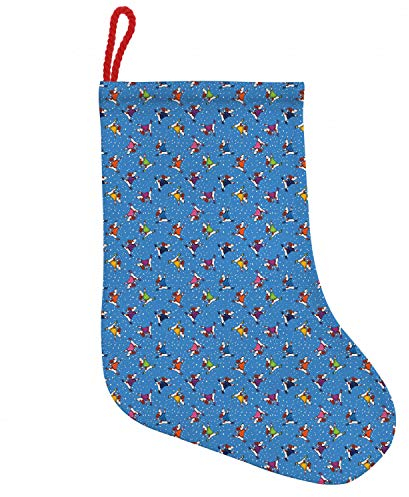 ABAKUHAUS Hunde Hängende Nikolausstiefel Weihnachtssocken, Skater Hunde in Pullover Weihnachten, Weihnachtsstrumpf zum Aufhängen, 35x50cm, Mehrfarbig
