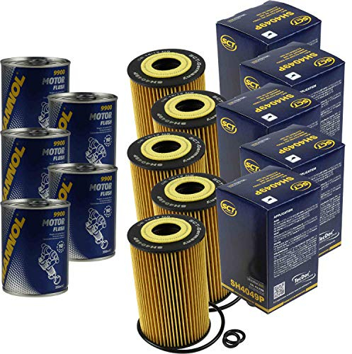 5x Original SCT Ölfilter SH 4049 P + 5x SCT Motor Flush Motorspülung