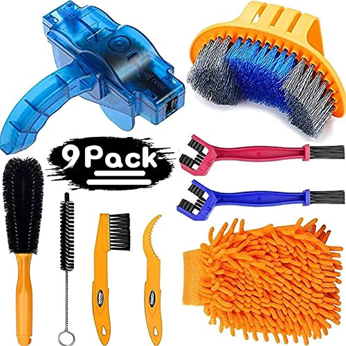 focopot Bike Cleaning Kit 9 Pcs with Cleaning Brush Tool and Chain Scrubber