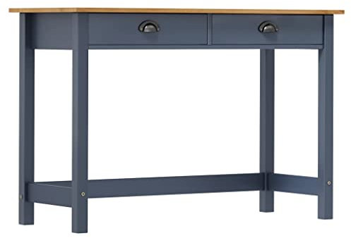 vidaXL Console Table Hill: Retro-Styled Solid Pine Wood Table with Drawer Storage for Living Room, Dining Room, Bedroom & Hallway - Grey