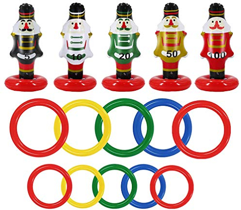 CLISPEED Jeu De Lancer Anneau de No?l Jeu de Tirage Sort Casse-Noisettes Gonflables Anneaux Jeu de Tirage Sort Jeux de Fête de No?l pour Les Enfants Jeu De Lancer Gonflable