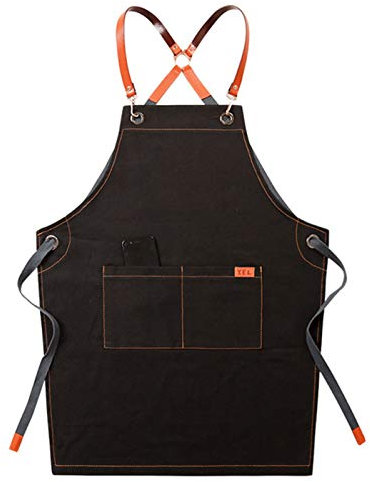 Arbeiten Schürze, Tischlerschürze Schweißerschürze Wasserfest Canvas Werkzeugschürze Herren Damen, Mann Frau, Perfekt Für Garten Keramik Werkstatt Garage (Color : Black, Size : XL)