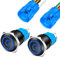 Gebildet 2Pezzi 16mm Metallo Nero Interruttore a Pulsante a Scatto 12V-24V 3A Simbolo di Alimentazione LED 1NO1NC SPDT Acceso/Spento Interruttore a Levetta Impermeabile con Spina (LED Blu)