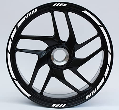 DualColorStampe Adesivi strisce moto 17 POLLICI Compatibili con Ducati Suzuki Kawasaki Honda Triumph cerchi cerchioni gomme COD.D0059(Bianco)