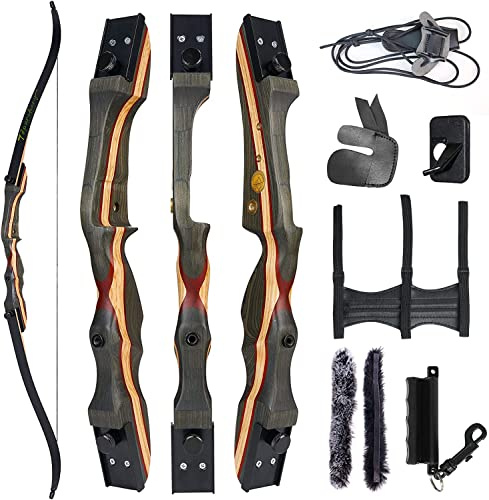 TOPARCHERY Recurve Bow for Adult & Beginner, 62 Takedown Recurve bow | 20-50 lbs Hunting Bow for Outdoor Training Practice Right Handed