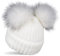 styleBREAKER Kinder Strick Bommelmütze mit 2 Kunstfellbommel und Fleece Futter, Winter Mütze, Strickmütze, 2-5 Jahre 04024203, Farbe:Weiß