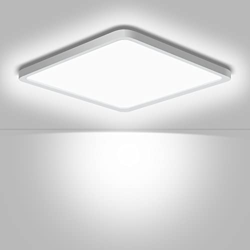 Ouyulong Led Deckenleuchte Quadrt Deckenlampe Led 24W 5000K 2600LM Led Deckenleuchte Flach für Wohnzimmer Schlafzimmer Badezimmer Küche Bad Keller Balkon Led Deckenlampe Ultra Dünn Ø 23cm IP44