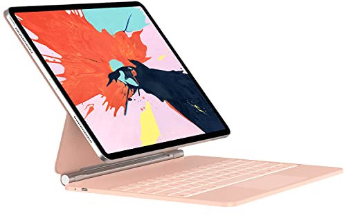 HOU Tastatur Hülle für iPad pro 12.9 (6./5./4./3. Gen) mit Magnetische Freischwebende Design, weichen weißen Hintergrundbeleuchtung, QWERTZ Deutsches Layout