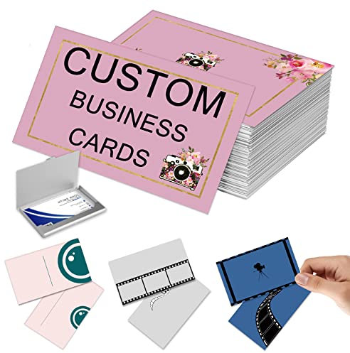 Visitenkarten Personalisiert, Personalisierte Visitenkarten mit Logo/Text Beidseitig bedruckte Visitenkarten Wasserdicht 300gms für Unternehmen, Kleinunternehmen