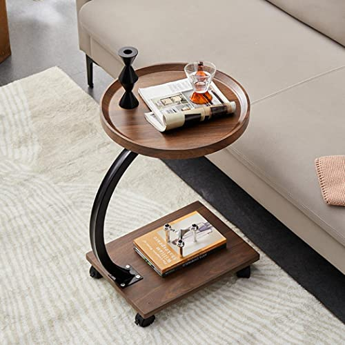 Gelory Sofa-Beistelltisch, schmaler Beistelltisch, C-förmiger Sofa-Beistelltisch mit Metallrahmen, Kaffeesnack, Couchtisch für Wohnzimmer, Schlafzimmer, Nachttisch (Kreis)