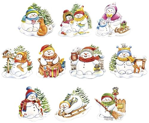 Ideen mit Herz 3-D Motive, ausgestanzt, ca. 7-10 cm, 10 Stück im Beutel | Bilder zum Basteln & Dekorieren | Grußkarten selber machen | Bildmotive für Scrapbooking & DIY-Deko (Knuddelige Schneemänner)