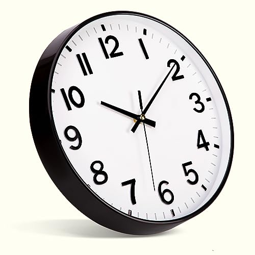 ACCSHINE Wanduhr Ohne TickgeräUsche Lautlos 30cm Modern Quarz Groß Batterie Betriebene Stereo Digital Wanduhr Einfach zu Lesen für Zimmer Zuhause KüChe Schlafzimmer BüRo Schule (Weiß + Schwarz)