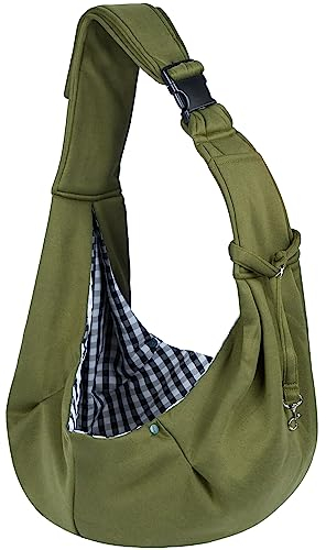 Sarsumir Sac de Transport pour Chien et Chat Bandoulière Réglable Sac Transport Chien Sac à Bandoulière Mains Libres Sac Transport Petit Chien pour Petit Moyen Animaux Jusqu’à 7.5kg, Vert