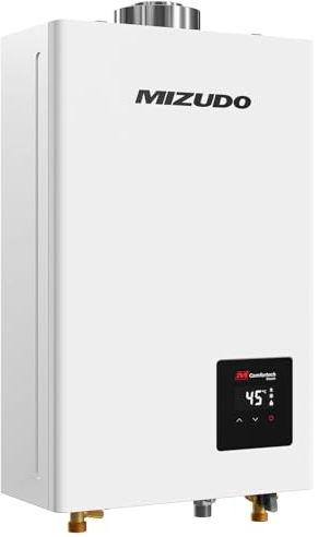 MIZUDO Calentador De Gas Butano Estanco LPG, 11 L Con Pantalla LED, Calentador Gas Propano, Agua Caliente Instantánea interior