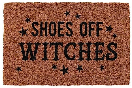 Soft Flannel Doormat 'Shoes Off Witches' Halloween Door Farmhouse Living Outdoor Doormat,Entry Mat,Front Door Decor 24X16 Inch