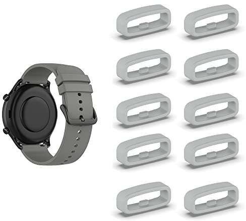 SMYAOSI 10Pcs Loops for 18mm/20mm/22mm Smartwatch, Silicone Watch Band Replacement Fastener Ring for Samsung/Mi/Huami/Garmin (18mm, Grey)