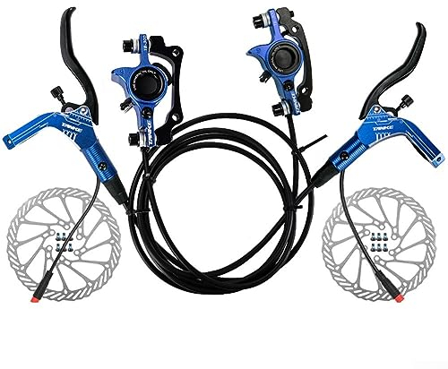 Scheibenbremse für Rotor, Fahrrad Hydraulische Scheibenbremse Set, Fahrrad Bremsen Set, Elektrofahrrad Cut Off Bremshebel mit für Rotor, Blau