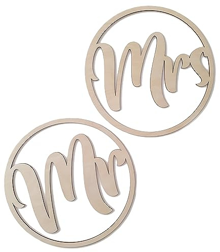 Suzu Papers Mr Mrs Stuhlschilder Hochzeit - Stuhl Deko Brautpaar - Stuhldekoration Hochzeit Schild - Holzkränze Stühle Braut und Bräutigam