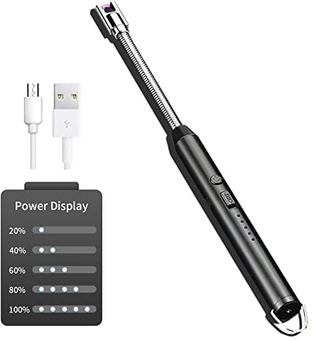 Gvolatee Accendino Elettrico, Accendini USB Ricaricabile,360° Flessibile Accendigas Elettrico Cucina Accendino Lungo Antivento per Candele Leggere Stufe a Gas Barbecue da Campeggio Camino Stufe(Nero)