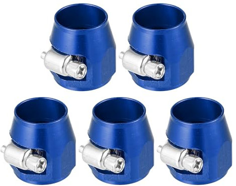 X AUTOHAUX 5 Pcs AN8 Hex Car Hose Finisher Flexible Pipe Clamp with Screw Blue