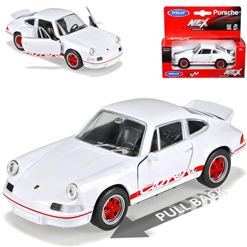 Welly Porsche 911 Urmodell RS 2.7 Coupe Weiss mit Rot 1963-1973 ca 1/43 1/36-1/46 Modell Auto