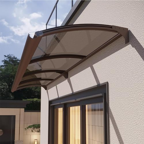 Brown Patio Porch Awning Shelter,Entry Awning,Through Sink Window Awning,Anti-UV Sun Shetter,Window Door Awning Canopy,Mute Polycarbonate Cover,Scalable Front Door Canopy (65x120cm/26x47)