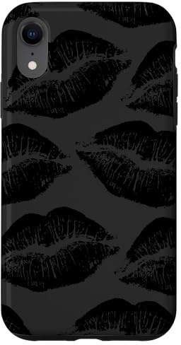 Kisses marks lipstick black for women girls makeup artist Case for iPhone XR
