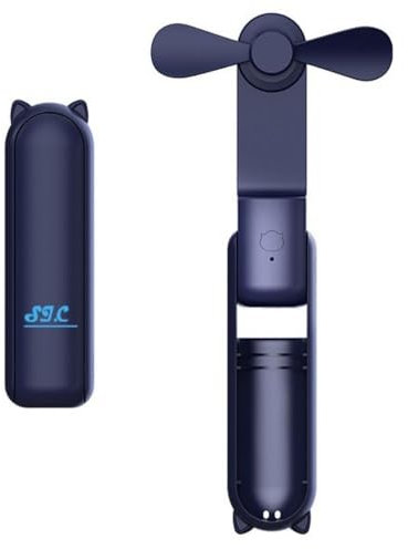 SIC - Mini ventilador portátil, ventilador portátil a batería, ventilador de escritorio silencioso pequeño, ventiladores portátiles para oficina, Powerbank ventilador recargable puerto tipo C (azul)