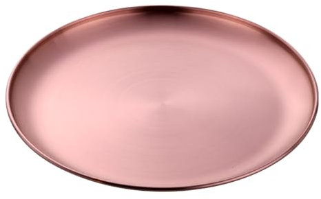 Buyer Star Assiettes rondes en acier inoxydable de 30 cm, plateau de service, assiette à dessert, assiettes pour camping en plein air, non toxiques (or rose, 30 cm)
