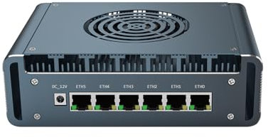 Tuofudun Firewall Appliance 12th Gen InteI i5 1245U, Firewall Mini PC Router, 6 x InteI i226 2.5GbE Ethernet, Ventilatore Incorporato, No RAM No Storage, Barebone System, AES-NI