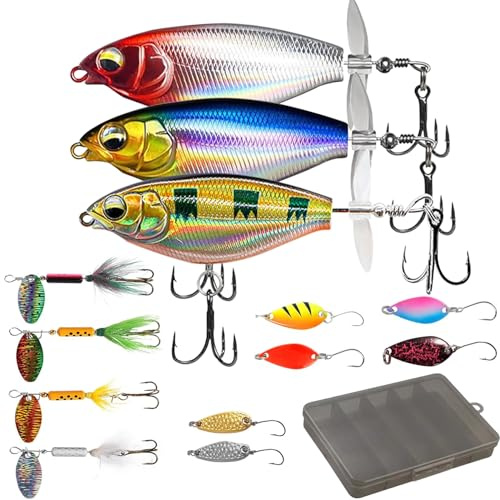 Cerkkapo Angeln Köder Set mit Köderbox - Wobbler, Löffelblinker, Spinner, Jigs, Haken & Zubehör für Süß- & Salzwasser