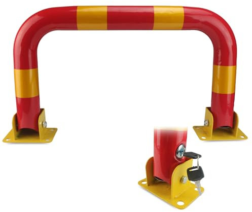 STARLUXE® - Cepos Parking - Barrera Parking con 2 Juegos de Llaves - Cepo Parking de Color Rojo y Amarillo - Cepo para Parking Interior y Exterior - Barrera Plaza Parking y Plaza Garaje