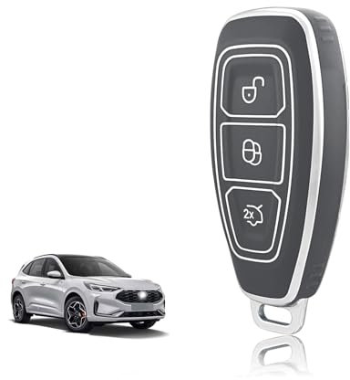 TOOMUME Coque Clé TPU, Etui Clé Étui Clé Adapté pour Ford Kuga Puma Fiesta Focus Ecosport Mondeo Galaxy Edge Grand C-Max B-Max Mk2 Mk3 Mk4, Couvre Clef Cache Cle Voiture Telécommande - Smart Key