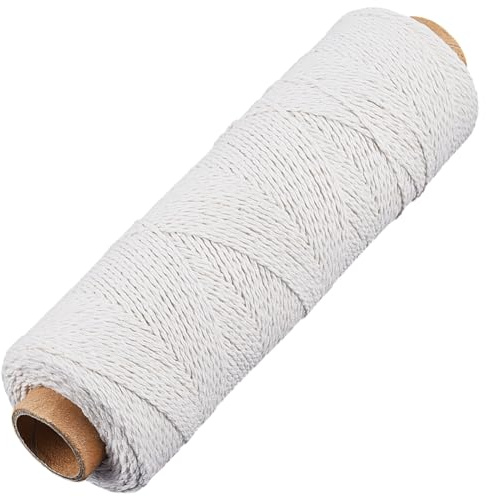 CABODYALS 200M Cotton Cord 1mm Macrame Braid String for Jewellery Making | White Soft 3 Strand Twine Knitted Crochet Rope Replacement Yarn Thread for Bracelet Knitting Handbag Diy Craft Wall Hanging