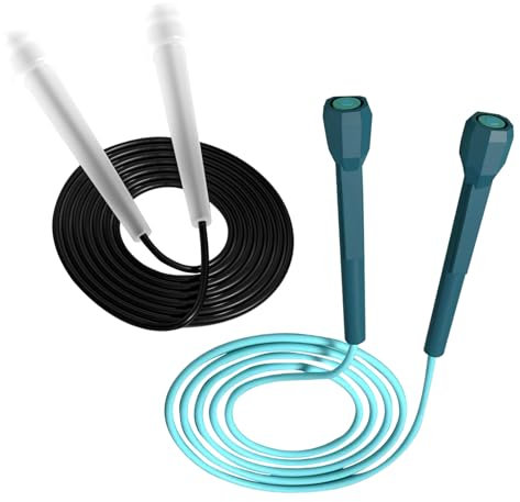 Yicoovey Cuerda de esquí ajustable de 2,8 m, cuerda de PVC para adultos fitness para niños y niñas, cuerda de skipping ligera, cuerda de salto profesional de velocidad, mango antideslizante ABS