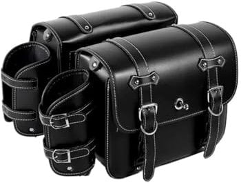 VAHAKKRMVM Motorrad Satteltaschen Motorrad Satteltaschen Mit Getränkehalter Gepäcktaschen Die Rückseite Gepäckaufbewahrung PU Leder Großes Fassungsvermögen Wasserdicht