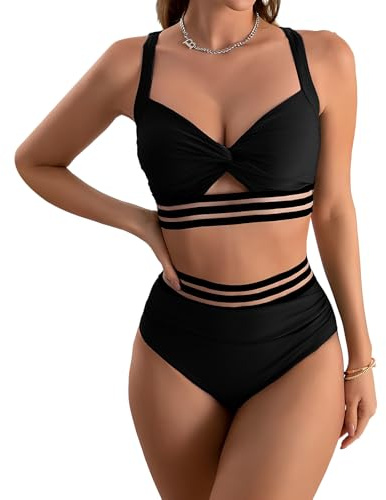 Anseom Ensemble Bikini Deux Pièces pour Femme, Ensembles Bikini Sexy Beachwear Été Femme Bikini Set Femme Col V Froncé